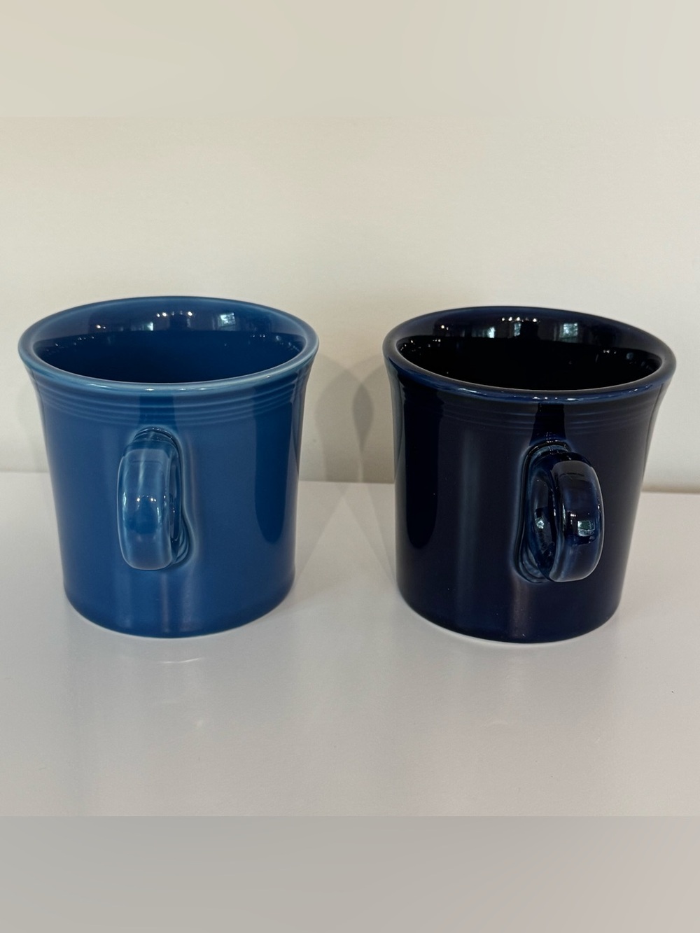 Set of 2 Fiesta O Ring-Handle Coffee Tea Mugs Blue & Navy Blue HLC - Picture 5 of 8
